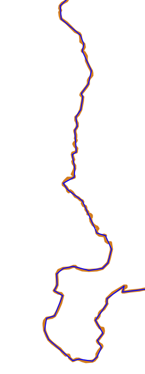 A coastline simplified by the Visvalingam-Whyatt algorithm