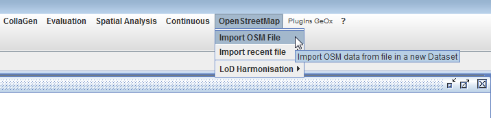 Menu to load an OSM file