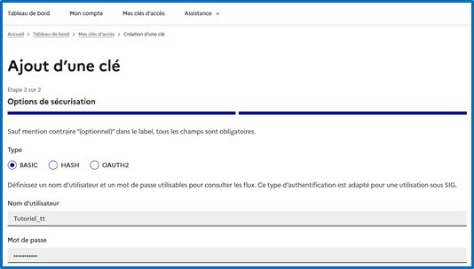 Option BASIC avec 2 champs de formulaire