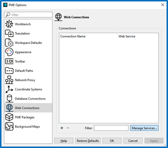Localisation du bouton Manage services...