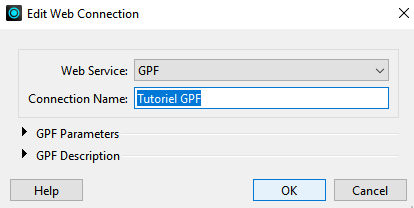 Formulaire de modification de la Web connection
