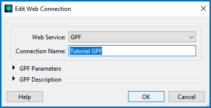 Formulaire de modification de la Web connection