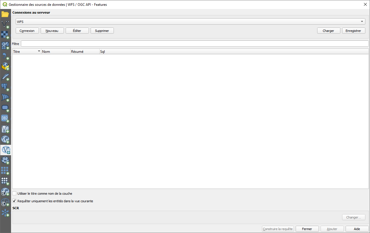 Gestionnaire QGIS - WFS
