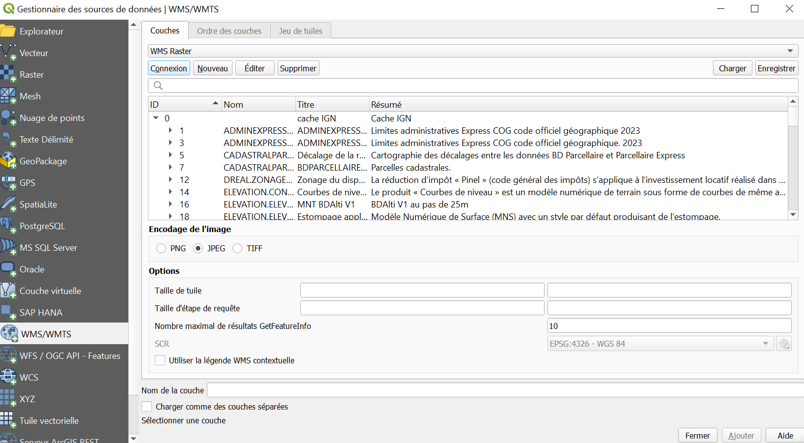 Connexion WMS-Raster - QGIS