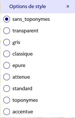 Image décrivant les styles du plan IGN personnalisables