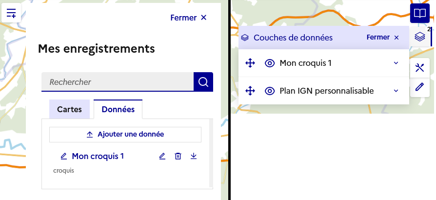 Image décrivant où on peut retrouver son croquis enregistré