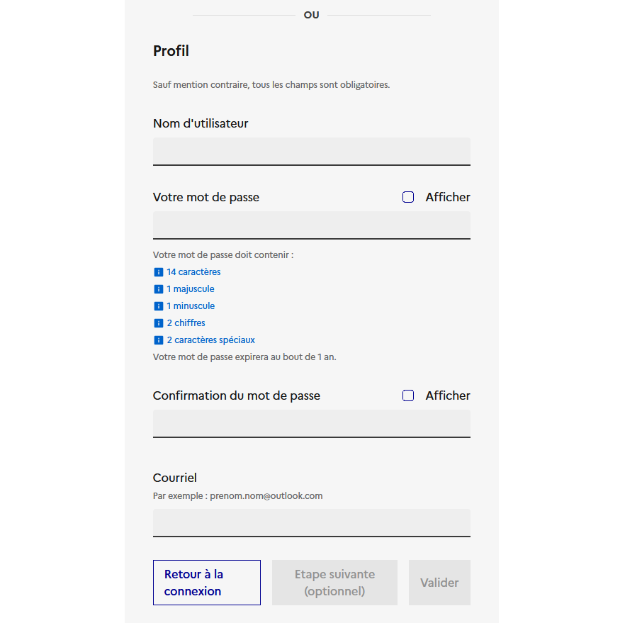 Image décrivant le profil à renseigner