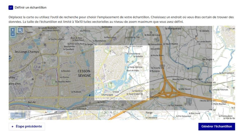 Image décrivant l’emprise de l’échantillon