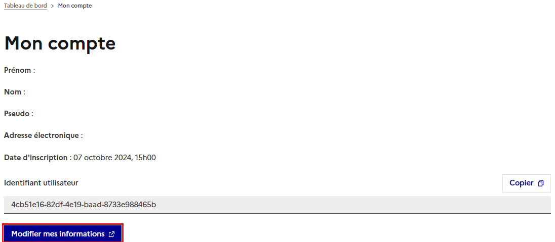 Modifier mes informations