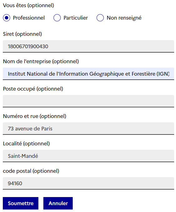 Mise à jour du compte