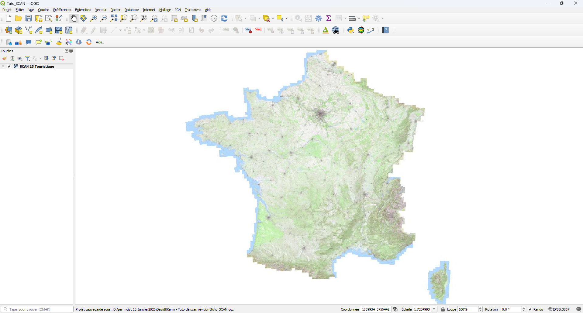 SCAN 25 Touristique sur QGIS