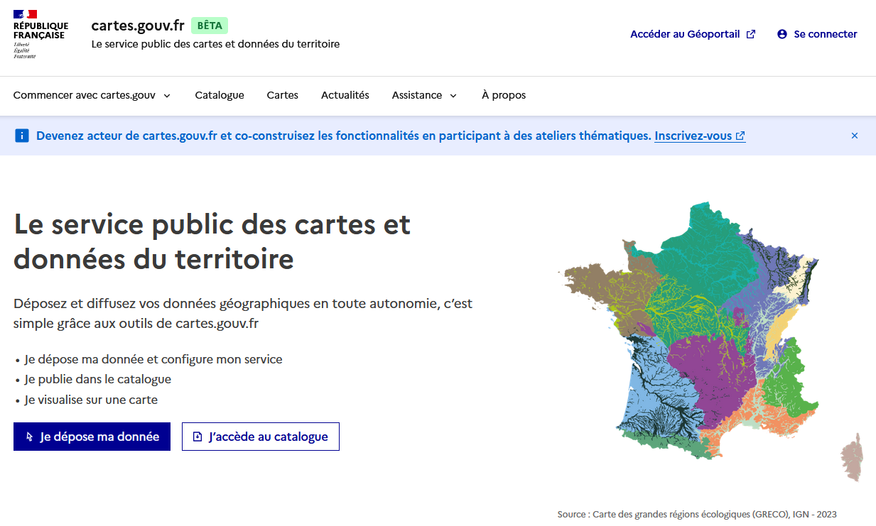 Page d’accueil cartes.gouv.fr