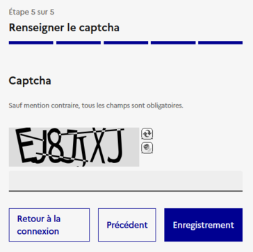 Renseigner le captcha