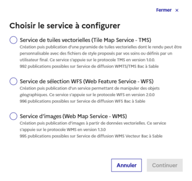 Choisir le service à configurer