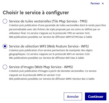 Sélectionner Service de sélection WFS