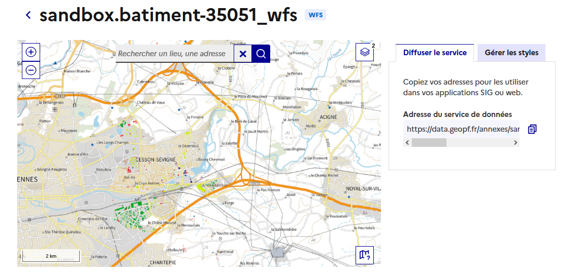 Visualisation d’un service WFS