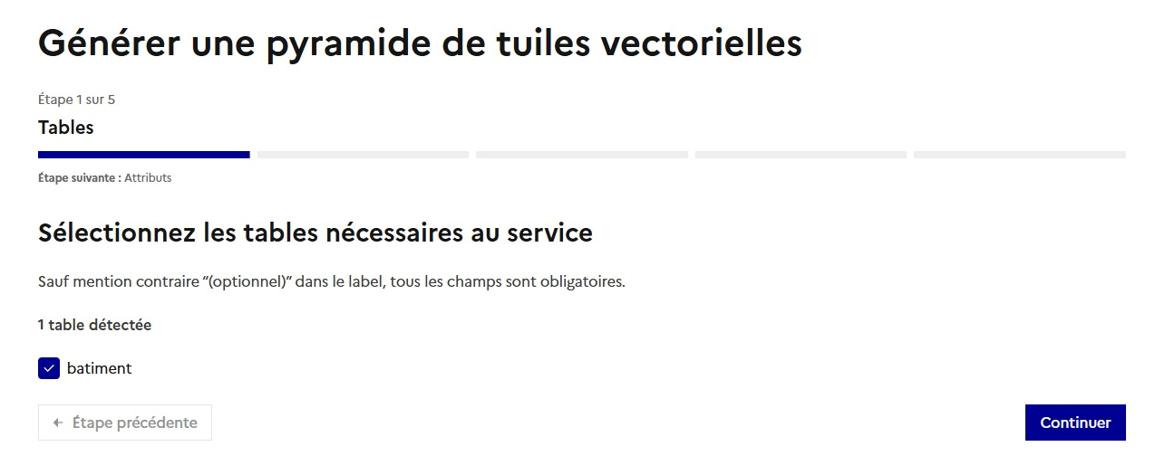 Sélectionner les tables nécessaires au service