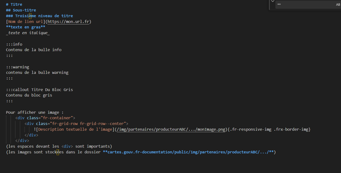 Image décrivant la syntaxe de markdown