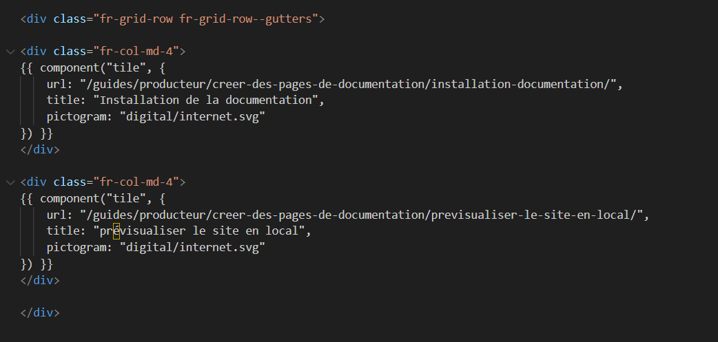 Image décrivant le code pour mettre des cards sur la page index
